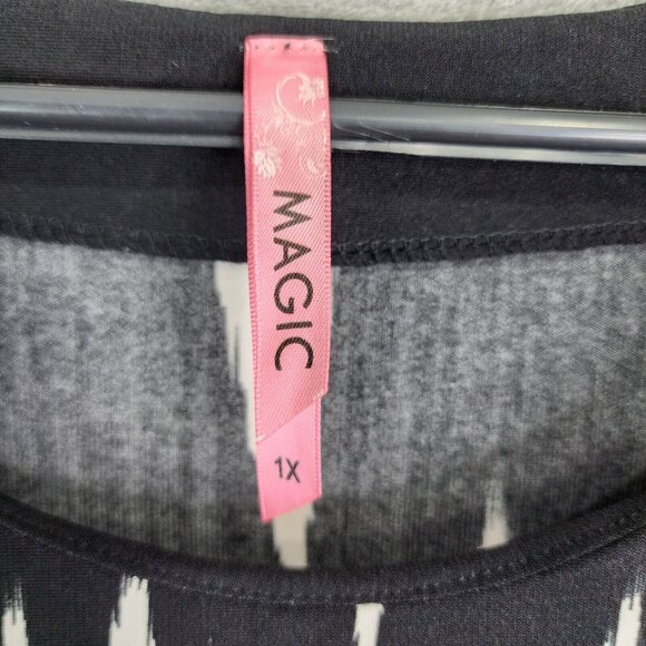 Womens Multicolor Magic Shift Dress Midi 3/4 Sleeve Round Neck Size 1X - Picture 4 of 9